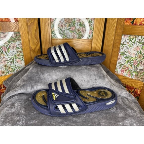 ADIDAS Vintage 2000 Y2k REPTOSSAGE Men's Slides Sandals Blue/Yellow Size 8 - Picture 4 of 12